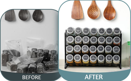 4 warstwy Wire Iron Mesh Spice Jar Rack dla kuchni organizacji Rack Rozmiar 30 * 9.8 * 23.3cm