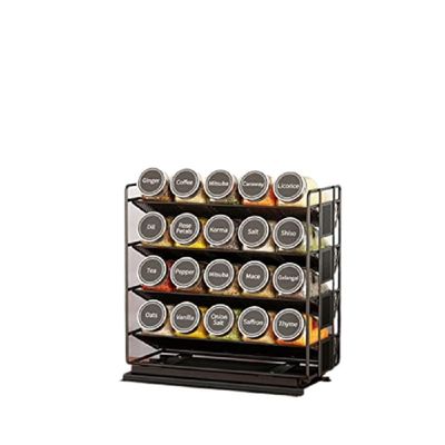 25.6*13*26cm Czarna kuchnia szyba przesuwna stojak przypraw wielowarstwowy magazyn Żelazny organizator