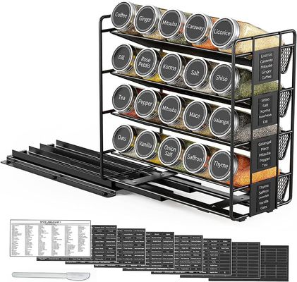 25.6*13*26cm Czarna kuchnia szyba przesuwna stojak przypraw wielowarstwowy magazyn Żelazny organizator