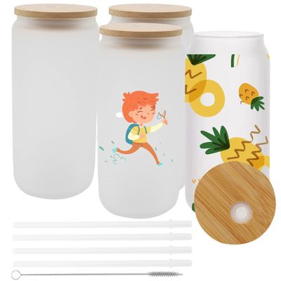 Naturalny zdrowy 16 oz zamrożony kieliszek piwa z bambusową pokrywą i słomką