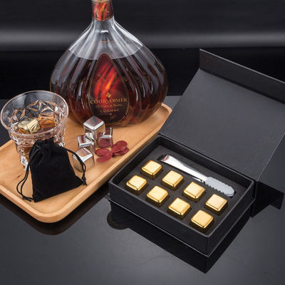 Design Whiskey Ice Stone Set 8 sztuk kostek ze stali nierdzewnej z pudełkiem podarunkowym Tong And EVA