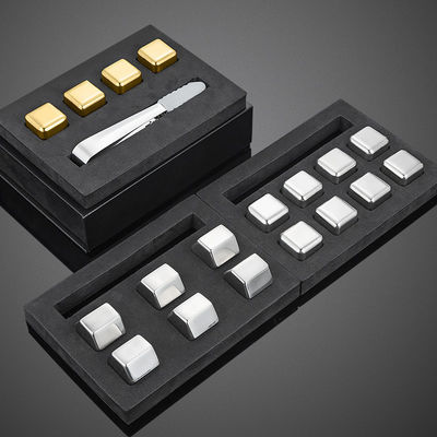 Design Whiskey Ice Stone Set 8 sztuk kostek ze stali nierdzewnej z pudełkiem podarunkowym Tong And EVA