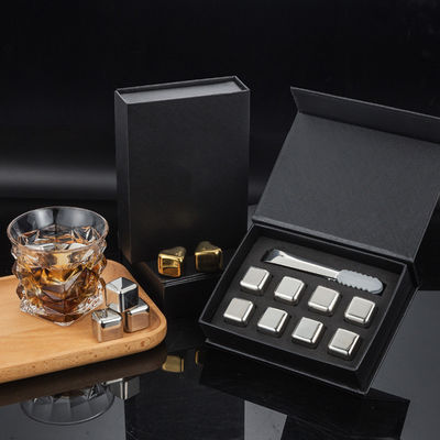 Design Whiskey Ice Stone Set 8 sztuk kostek ze stali nierdzewnej z pudełkiem podarunkowym Tong And EVA