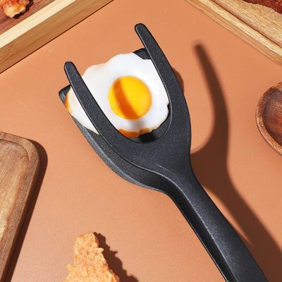 2 w 1 Spatula Tong do narzędzia do gotowania Czarne jajko Flipper Tong naleśniki Ryby francuskie tosty