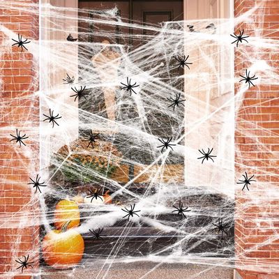 Dostosowywalne Stretchy Halloween Spider Web przerażające sceny rekwizyty dla domu nawiedzonego