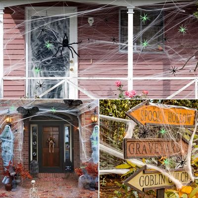Dostosowywalne Stretchy Halloween Spider Web przerażające sceny rekwizyty dla domu nawiedzonego