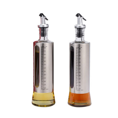 500 ml pojemności Srebro Nierdzewna Oliwa z Oliwki Szklana butelka z wylewkiem
