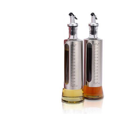 500 ml pojemności Srebro Nierdzewna Oliwa z Oliwki Szklana butelka z wylewkiem