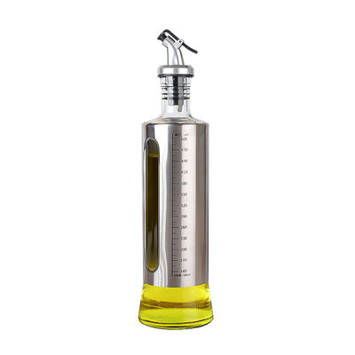 500 ml pojemności Srebro Nierdzewna Oliwa z Oliwki Szklana butelka z wylewkiem