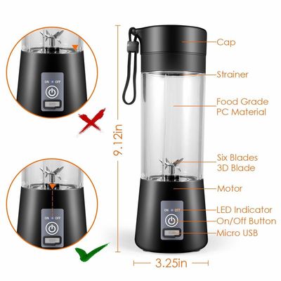 2/4/6 Ostrza Mini USB Mixer domowy i mikser do przenośnej zielonej soku