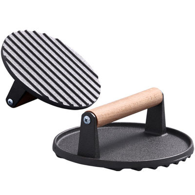 Mięso Steak Burger Press prostokątny Ciężki żelazkowy grill Smash Bacon Press z drewnianym uchwytem