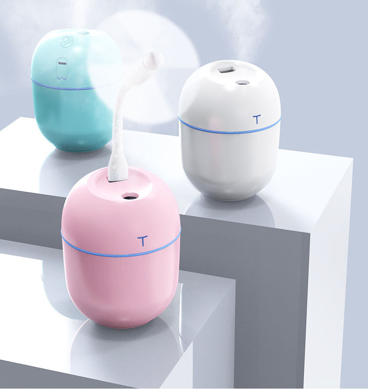 Przenośny nawilżacz powietrza ultradźwiękowego o pojemności 220 ml z lampą LED i dyfuzorem zapachowym USB