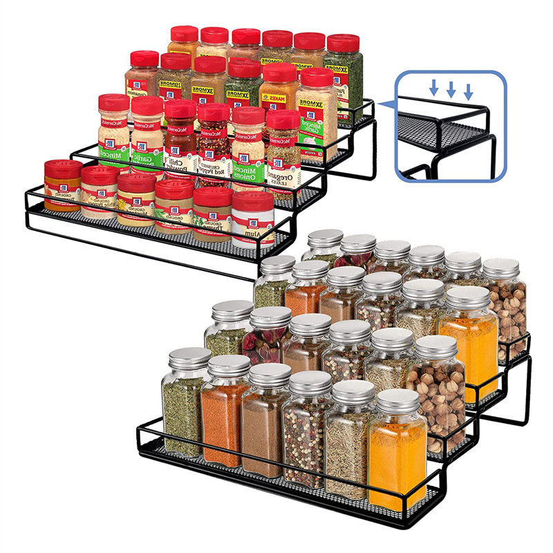 Żywność Żelazo Pieczone Lakier Spice Rack Organizer do szafy 4 Tier Stopnia Wsparcie