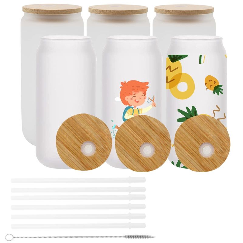 Naturalny zdrowy 16 oz zamrożony kieliszek piwa z bambusową pokrywą i słomką
