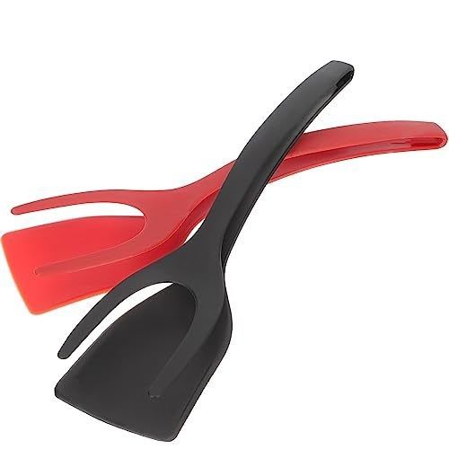 2 w 1 Spatula Tong do narzędzia do gotowania Czarne jajko Flipper Tong naleśniki Ryby francuskie tosty