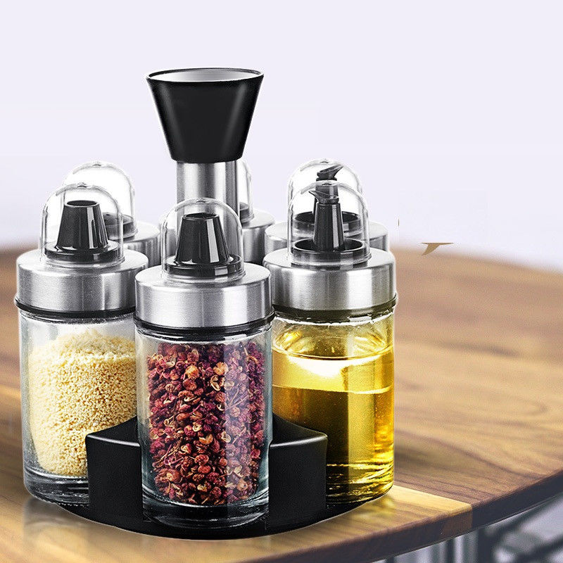 1.5KG Sprzedawca octu olejowego zestaw z 360 obracającym się uchwytem i butelki ze stali nierdzewnej